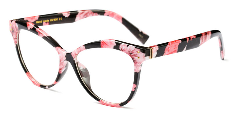 Floral print cat eyes for low nose bridge with wide nose pad